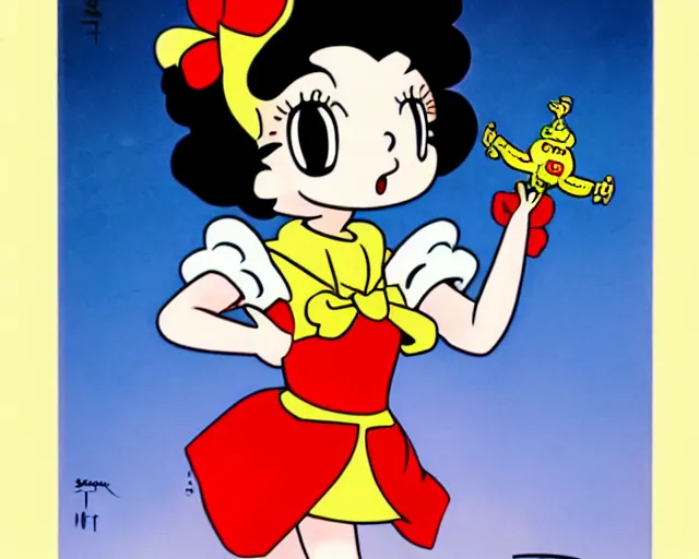 Image similar to Osamu Tezuka's Betty Boop as a magical girl, vintage anime, colorized retro cartoon, HD remaster