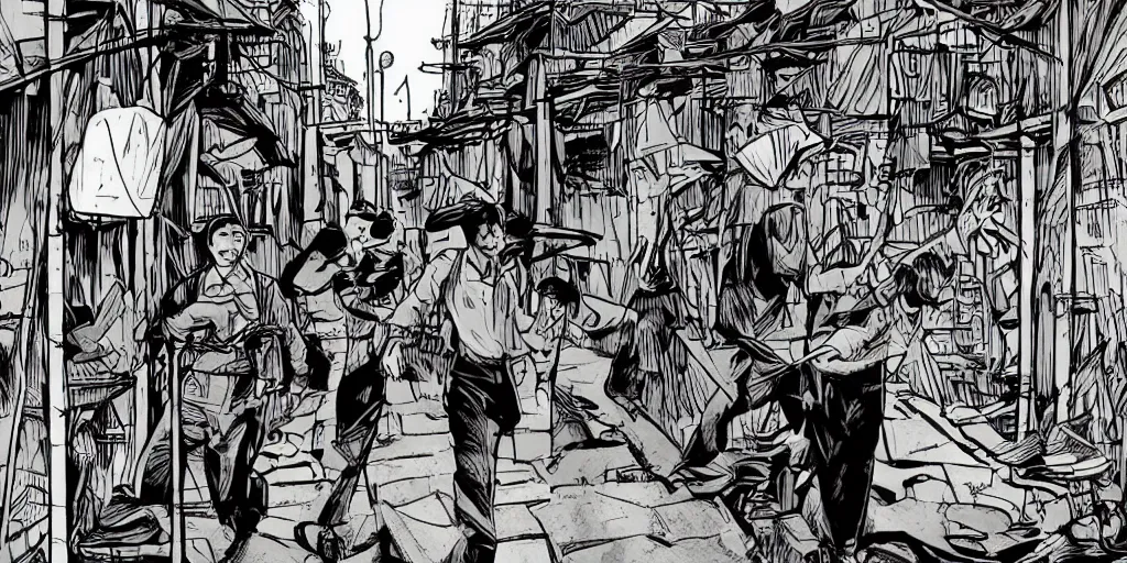 Image similar to alleyway communist vietnam in of graphic novel