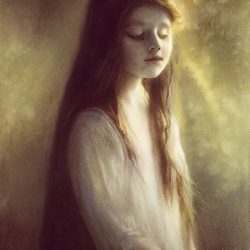Image similar to pale young ghost girl, by mikko lagerstedt, by gaston bussiere, by jean deville, cinematic lighting