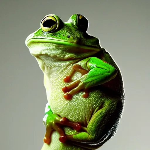 Image similar to mark zuckerberg introducing the Facebook Frog: a live frog