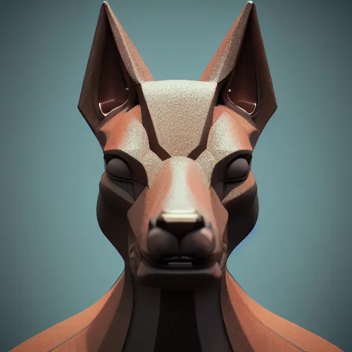 Image similar to anubis, nasus, digital model, head, detailed, beeple, art station, head, colored, perfect lines, symetric