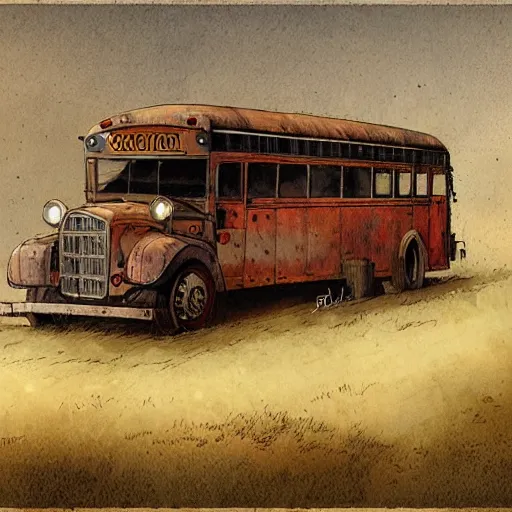 Image similar to a schoolbus, by jean - baptiste monge