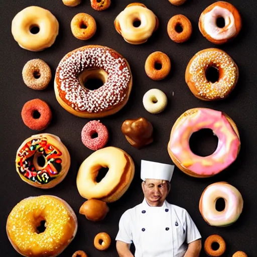 Prompt: donut man from the beautiful'food art collection masterpieces ', dslr