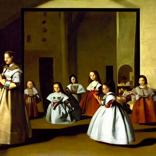 Prompt: las meninas but with goats, diego velazquez, oil on canvas, spanish golden age, detailed