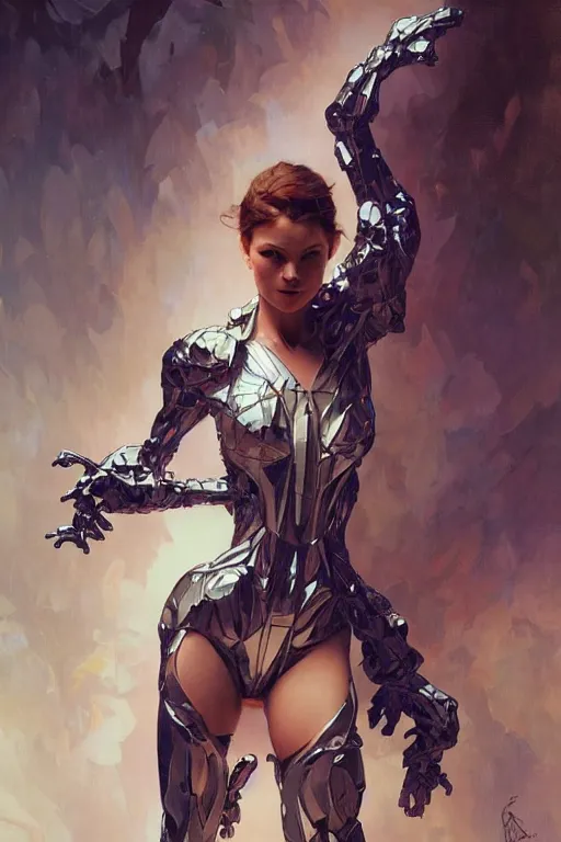 Prompt: dynamic pose, intricate, futuristic, fantasy, by stanley artgerm lau, greg rutkowski, alphonse mucha,, thierry mugler, norman rockwell, 3 d,