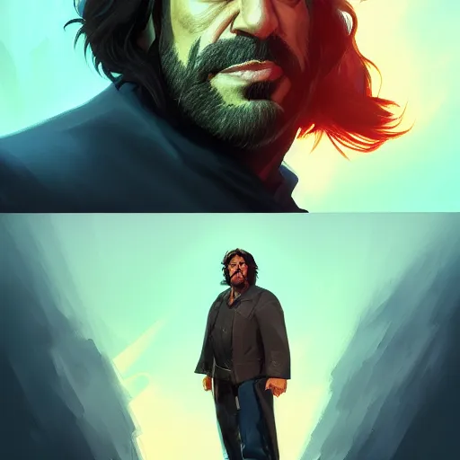 Image similar to Portrait of Javier Bardem as the Reaper, mattepainting concept Blizzard pixar maya engine on stylized background splash comics global illumination lighting artstation lois van baarle, ilya kuvshinov, rossdraws