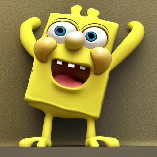 Image similar to 3d render of sponge Bob very detailed octane render