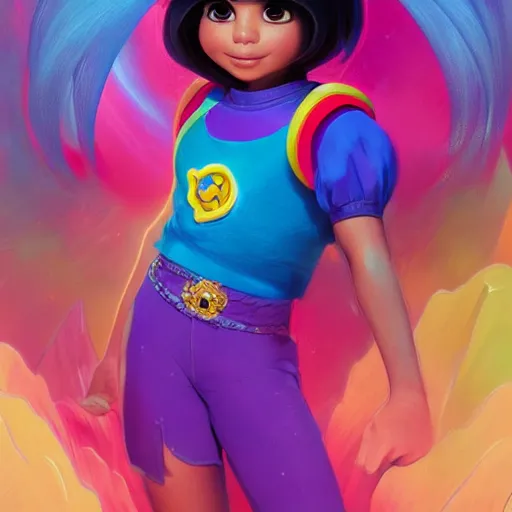 Portrait of dora the explorer as rainbow brite