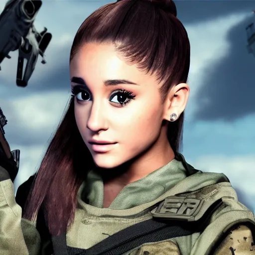 Image similar to Ariana Grande in Call of Duty, 4k