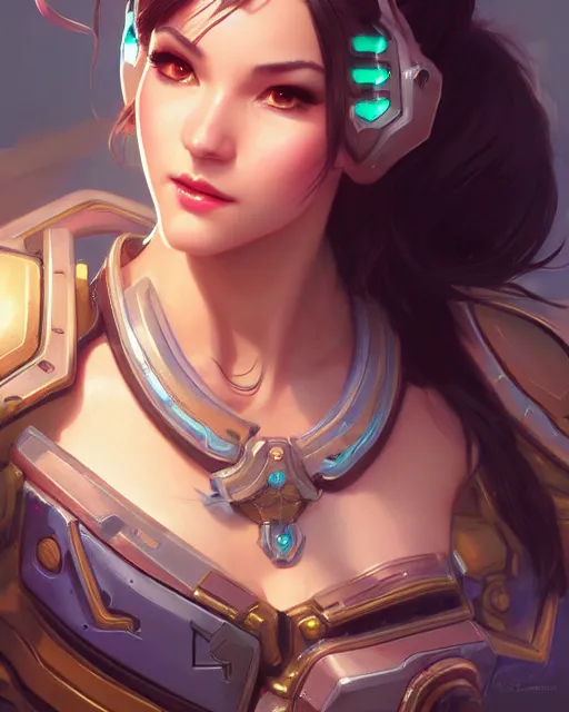 Prompt: D.Va (Overwatch), closeup, D&D, fantasy, intricate, elegant, highly detailed, digital painting, artstation, concept art, matte, sharp focus, illustration, hearthstone, art by Artgerm and Greg Rutkowski and Alphonse Mucha