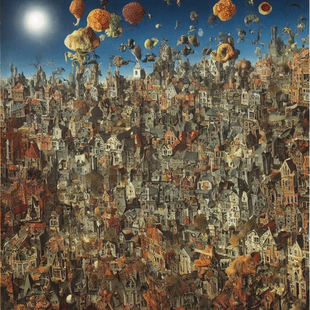 Prompt: a single colorful! ( lovecraftian ) fungus city street white! clear empty sky, a high contrast!! ultradetailed photorealistic painting by jan van eyck, audubon, rene magritte, agnes pelton, max ernst, walton ford, andreas achenbach, ernst haeckel, hard lighting, masterpiece