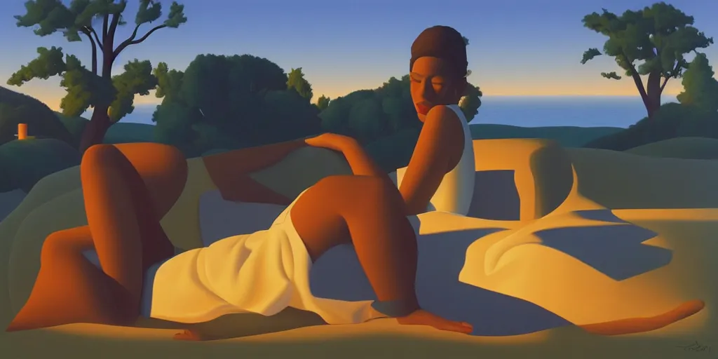 Image similar to dreaming, summer evening, kenton nelson