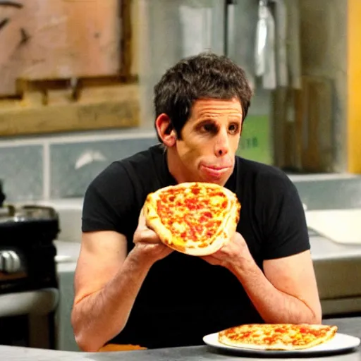 Image similar to ben stiller eating a pizza