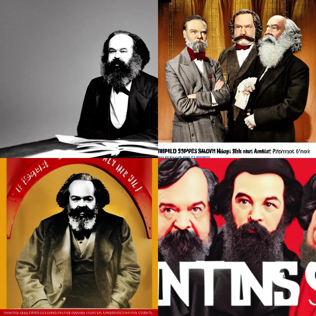 Prompt: karl marx hosting saturday night live, promotional image