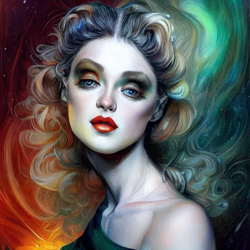 Image similar to a portrait in the style of anna dittmann and donato giancola and virgil finlay.