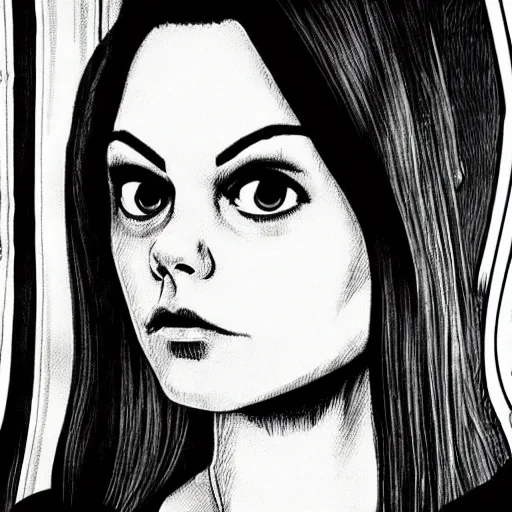 Image similar to Mila Kunis on the bus by Junji Ito