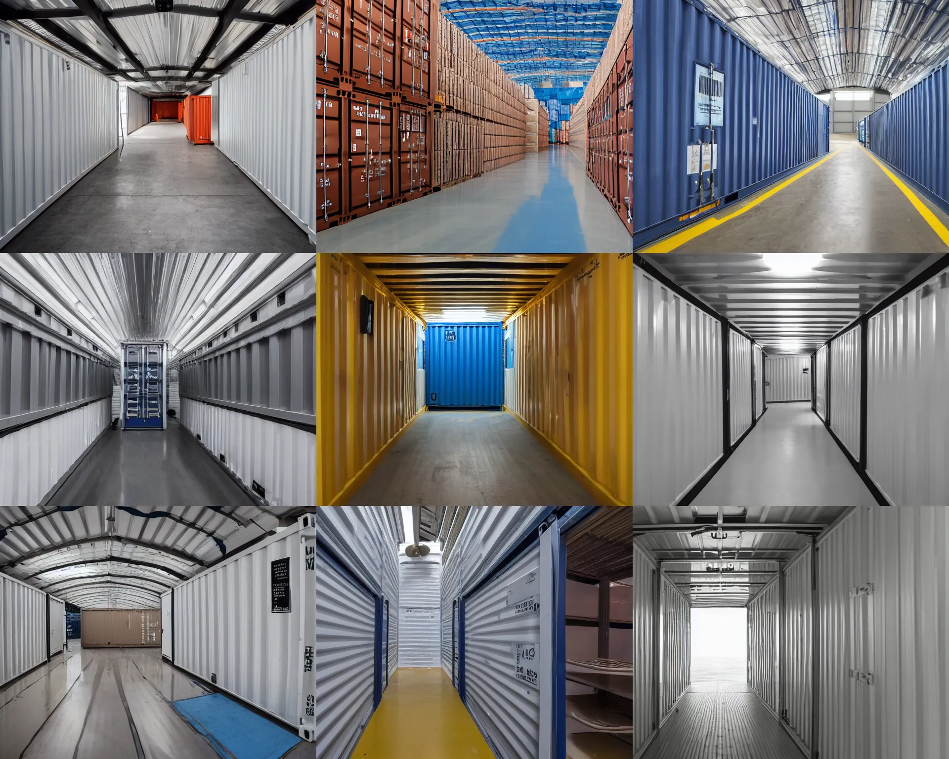 Prompt: photo of interior view of a cargo container, clean, pristine, documentary photograph