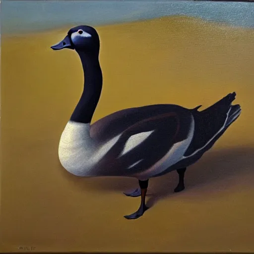 Image similar to oil painting of a goose with dozens of eyes all over its body