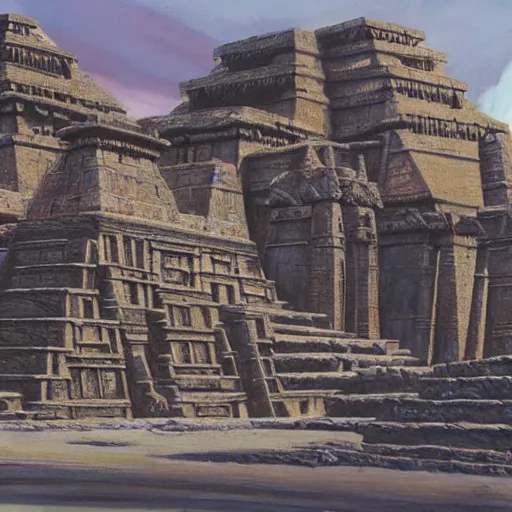 Image similar to the aztec temples but of it was in star wars, concept art.