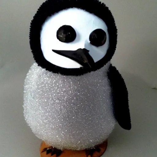 Prompt: A penguin in an igloo dressed as Edward Scissorhands. Illusrtration