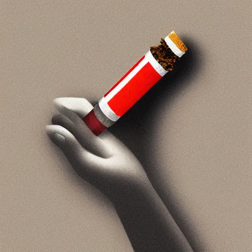 Image similar to cigarette in fingers, hyper realistic