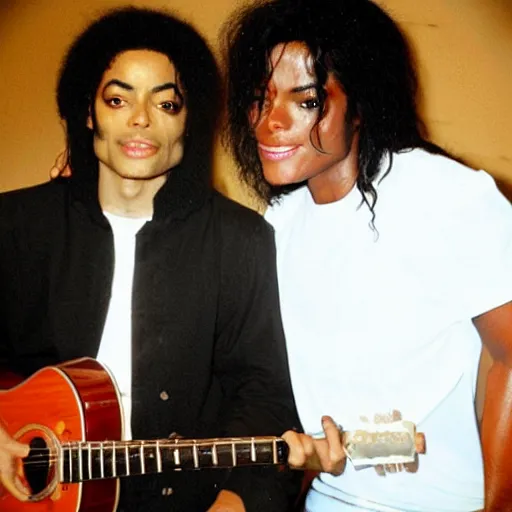 Image similar to michael jackson and jason malachi duet in recording studio