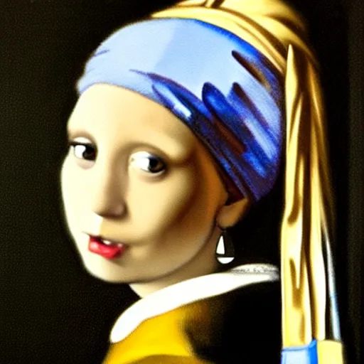 Image similar to a cat face with a Pearl Earring by Johannes Vemeer,