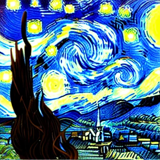 Prompt: gigachad in the style of starry night