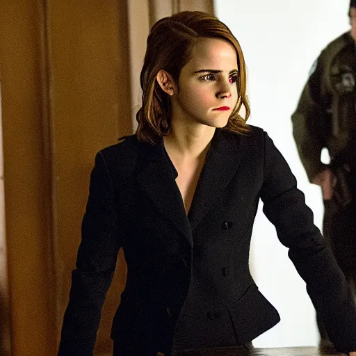 Image similar to Still of Emma Watson on Law & Order: SVU, dramatic, cinematic lighting