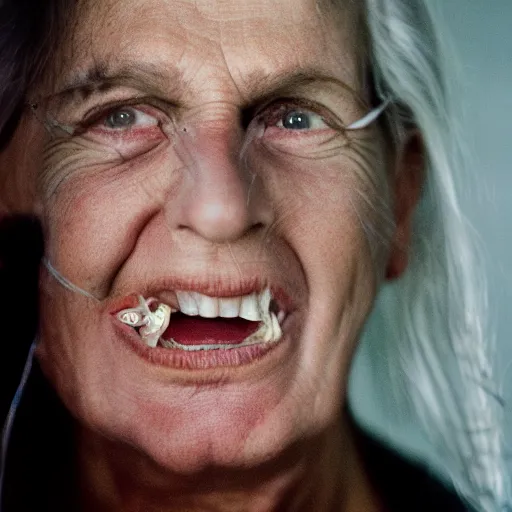 Image similar to close up portrait photo of a devil in a studio, photo by annie leibovitz