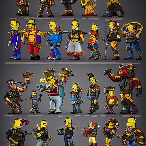 Image similar to simpsons characters warhammer games workshop, art digital art, 3 d high definition, trending on artstation, trending on deviantart photorealistic, high resolution, 8 k, octane, hyper detailed, insane details, intricate, elite, ornate, elegant trend, unreal engine