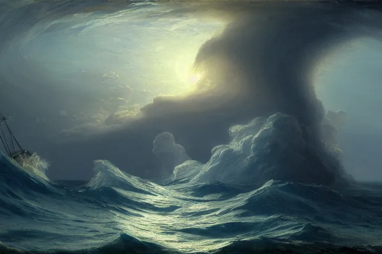 Prompt: a giant vortex in the sea, whirlpool, by andreas achenbach and peder balke and martin johnson heade sharp digital painting. dreaming latent space. matte painting, concept art. artstation. digital render. hdr, high dynamic range, global illumination, realistic, 8 k