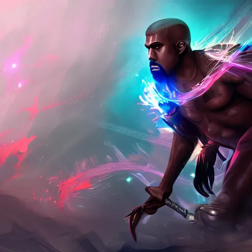 Image similar to Kanye West, League of Legends amazing splashscreen artwork, splash art, hd wallpaper, deviantart, artstation