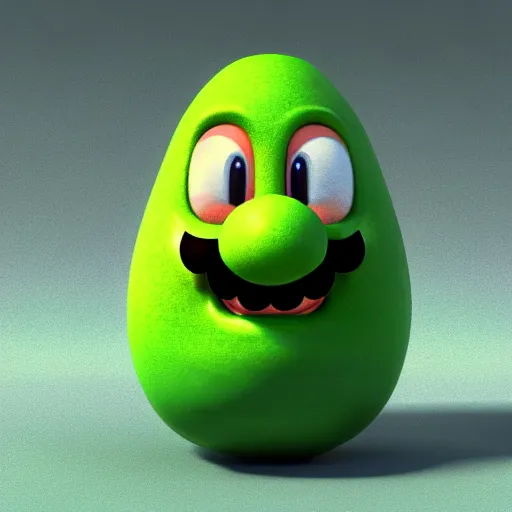 Image similar to super mario is an avocado!!!, 3 d render, unreal engine, octane render, ray tracing, unity, highly detailed, cinematic, high quality, hd, 4 k, 8 k, realistic, sharp, trending