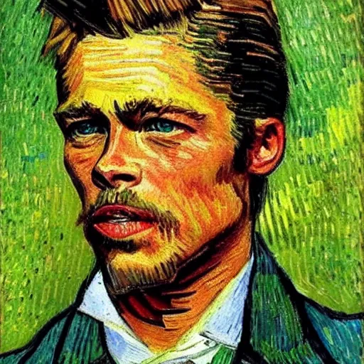 Prompt: a portrait of brad pitt by vincent van gogh