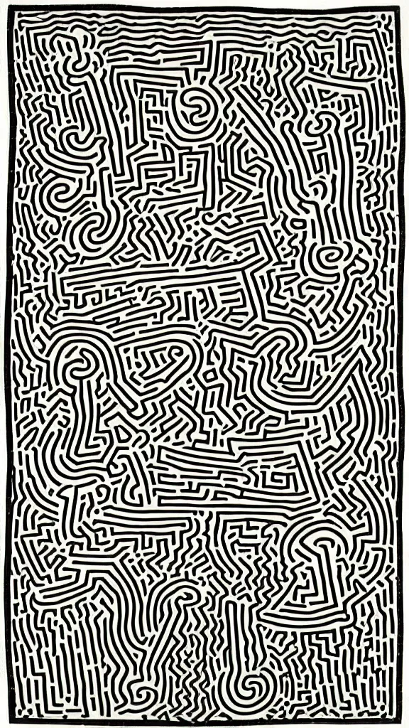 Prompt: Two dog was rolling in the field,by Keith Haring.