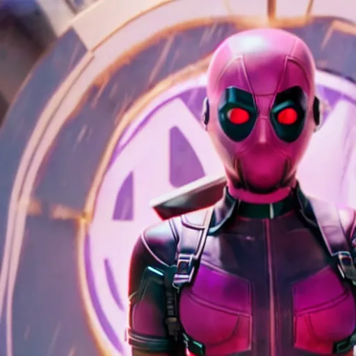 Prompt: A still of Shailene Woodley as Gwenpool in Deadpool 3 (2023)