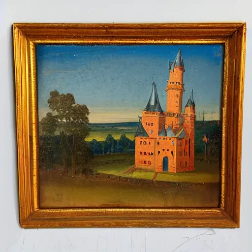 Image similar to 1 3 th century oil painting of ronald mcdonald castle