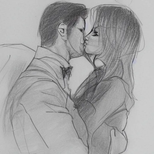 Romantic Couple Pencil Sketch Drawing