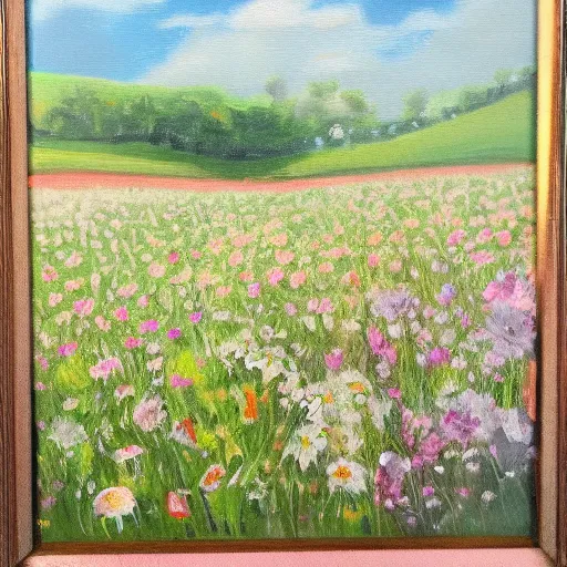 Image similar to oil painting of floral meadow