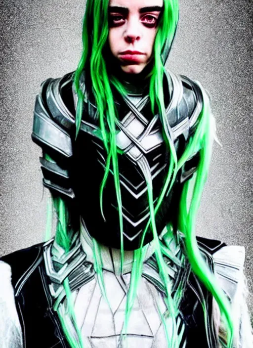 Prompt: Billie Eilish as female loki