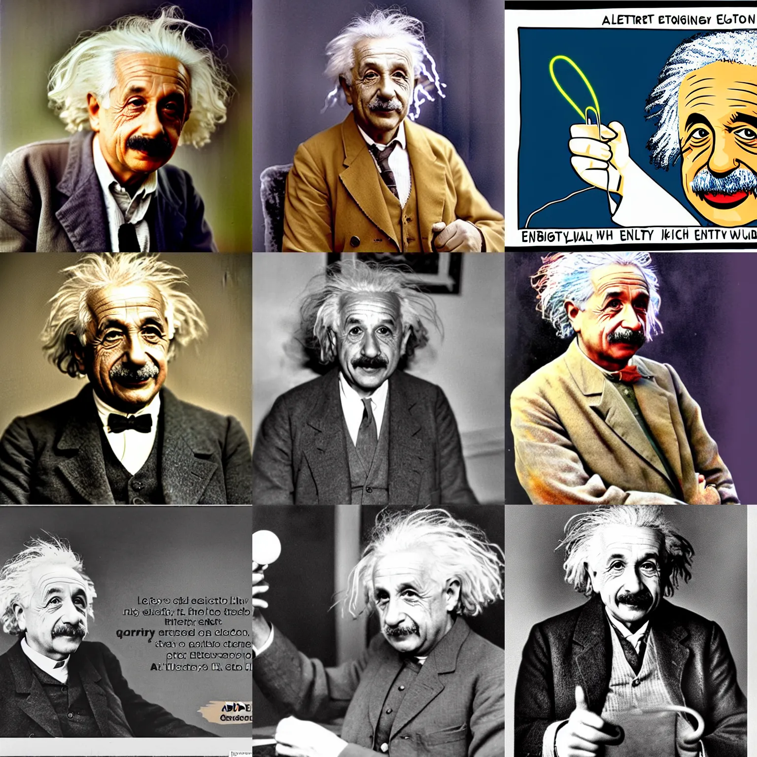 Prompt: albert einstein in color, explaining electricity