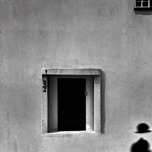 Image similar to an approaching shadow, photorealistic, brutalist, natural light, black and white by fan ho, hong kong 1 9 5 4