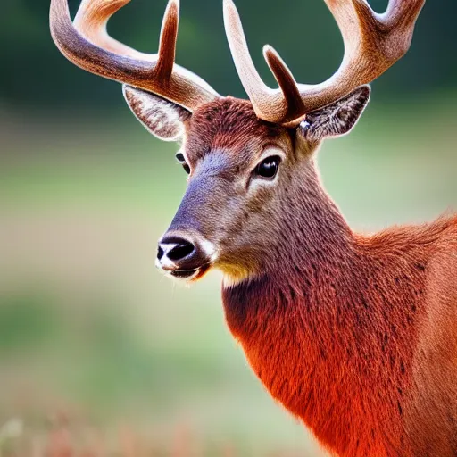 Prompt: a red deer, animal photography