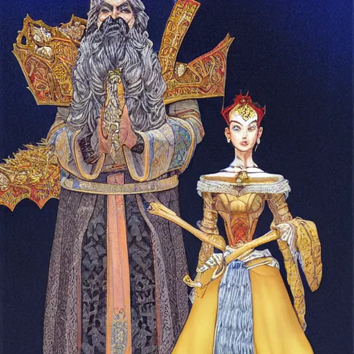 Prompt: portrait of the beautiful king pelei and the beautiful helen by hiroko sakai and kago shintaro and gerald brom and horley alex