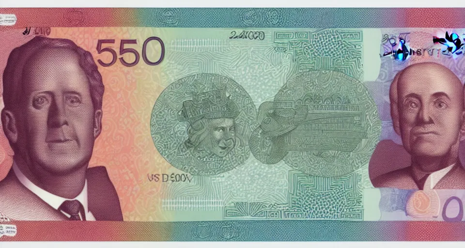 Image similar to concept design of british £ 5 0 note for the year 2 0 3 3