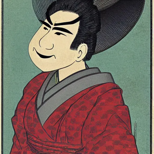 Image similar to mario depicted as an edo - era illustration