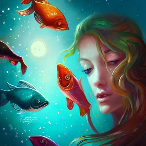 Image similar to colorful and festive captivating fish with chocolate. rich vivid colors, ambient lighting, dynamic lighting, 4 k, atmospheric lighting, painted, intricate, highly detailed by charlie bowater