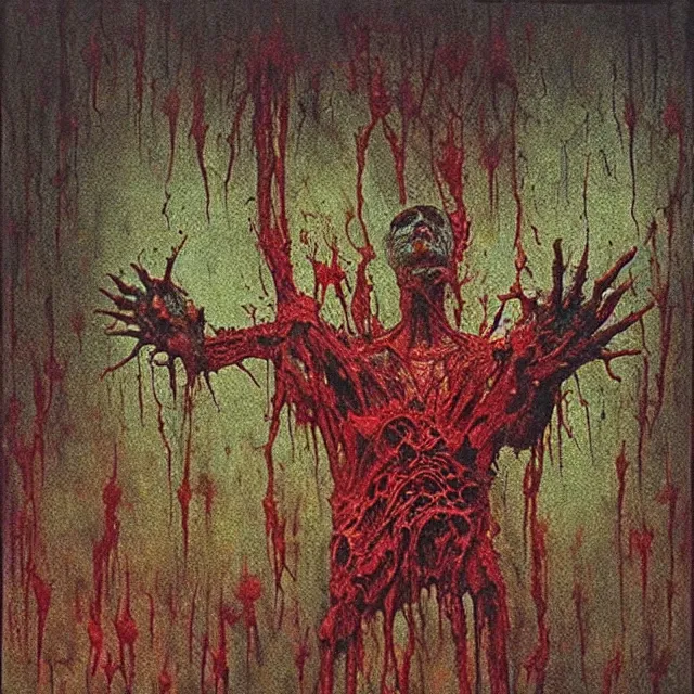 Image similar to acid rich colors, giger beksinski gammell horror king chaos, bleeding colors, big budget movie scene, horror reality, award winning photograph, cinematic lighting, realistic!, hyperrealism, realistic refine flavor, real polaroid picture