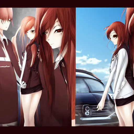 Image similar to makise kurisu digital art